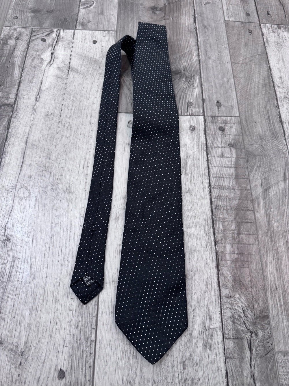 Ike Behar New York Tie Navy Blue Square Pattern With Details 100% Silk